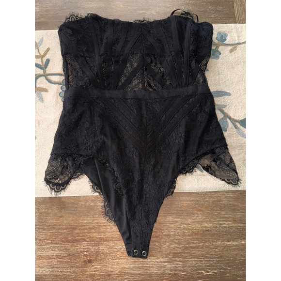 NBD Black Lace Strapless Corset Bodysuit Bustier‎ Teddy XL - Picture 5 of 11